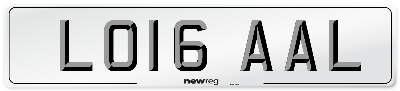 LO16 AAL Number Plate from New Reg